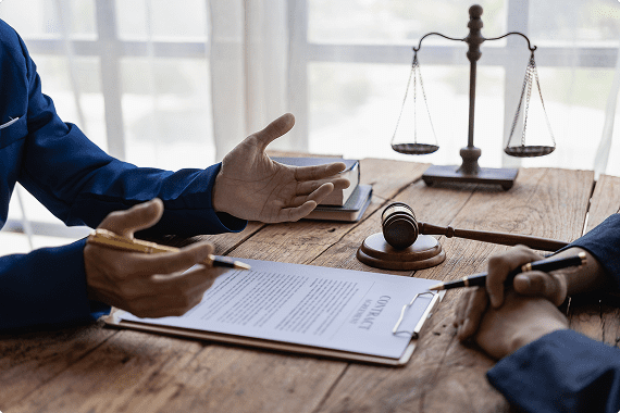 Legal consultation with gavel and scales
